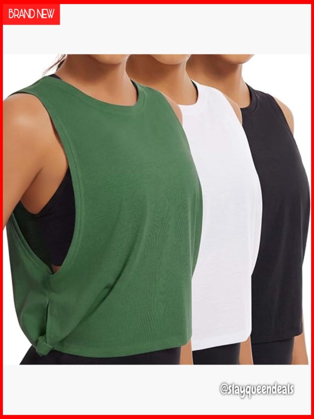 Workout Tank Tops 3 Pack Loose Crop Sleeveless Athletic Yoga Running Gym